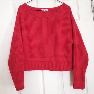 red cropped sweater